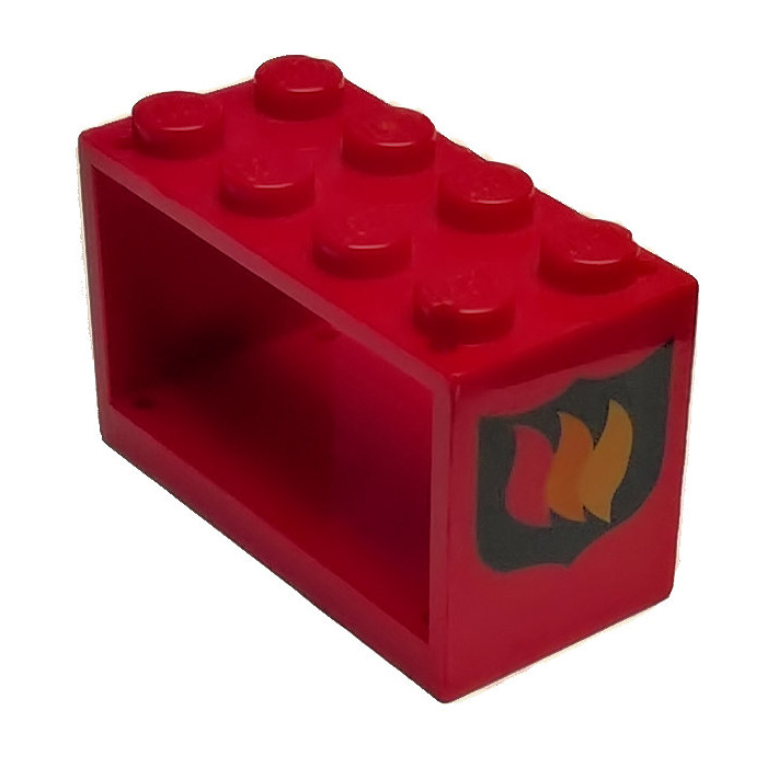Red Part 4209p02c02 City Town LEGO 2 x 4 x Hose Reel w/ Fire Service Symbol 