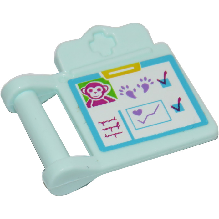 LEGO Light Aqua Medical Clipboard with Ape, Paw Print, Chart Sticker ...