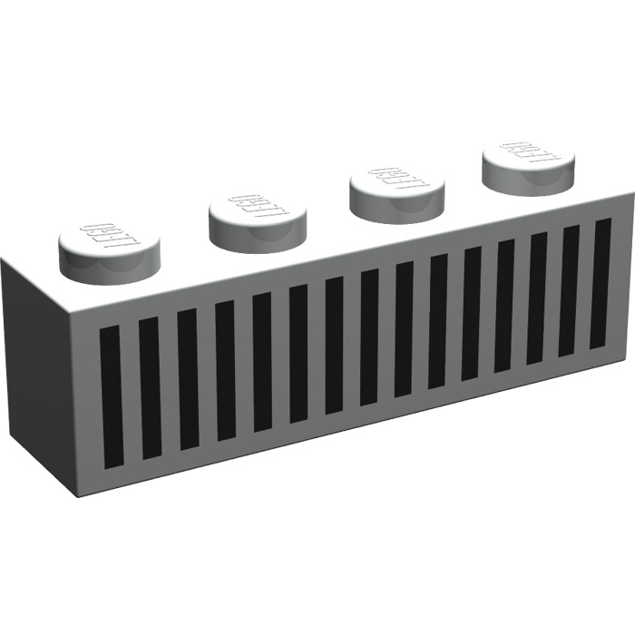 LEGO Light Gray Brick 1 x 4 with Black 15 Bars Grille (3010) | Brick ...