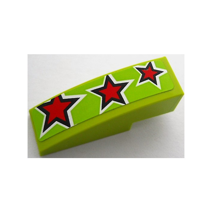 Lego Lime Slope X Curved With Red Stars Sticker Brick Owl