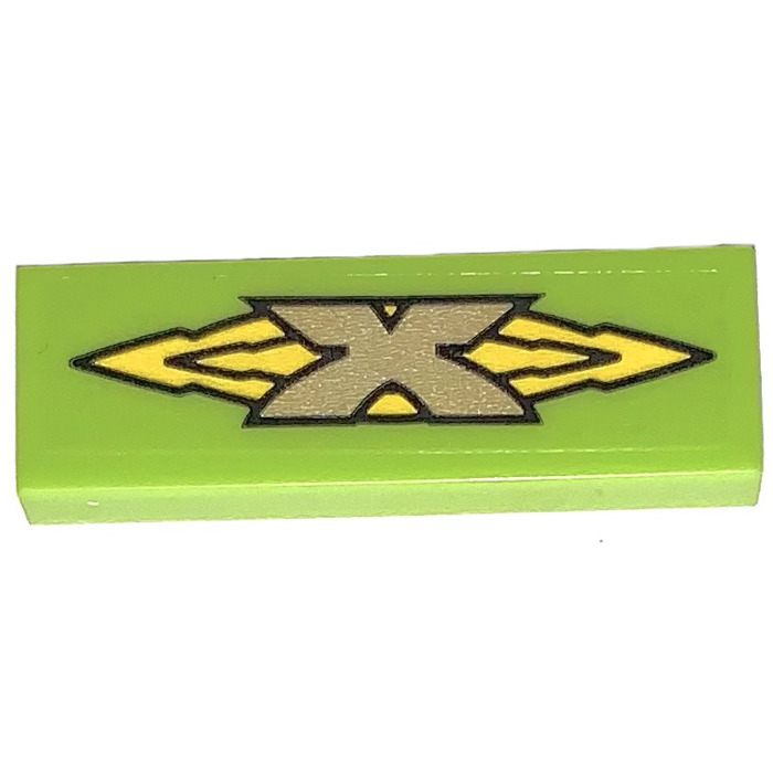 LEGO Lime Tile 1 x 3 with X Logo and Arrows Sticker (63864) | Brick Owl ...