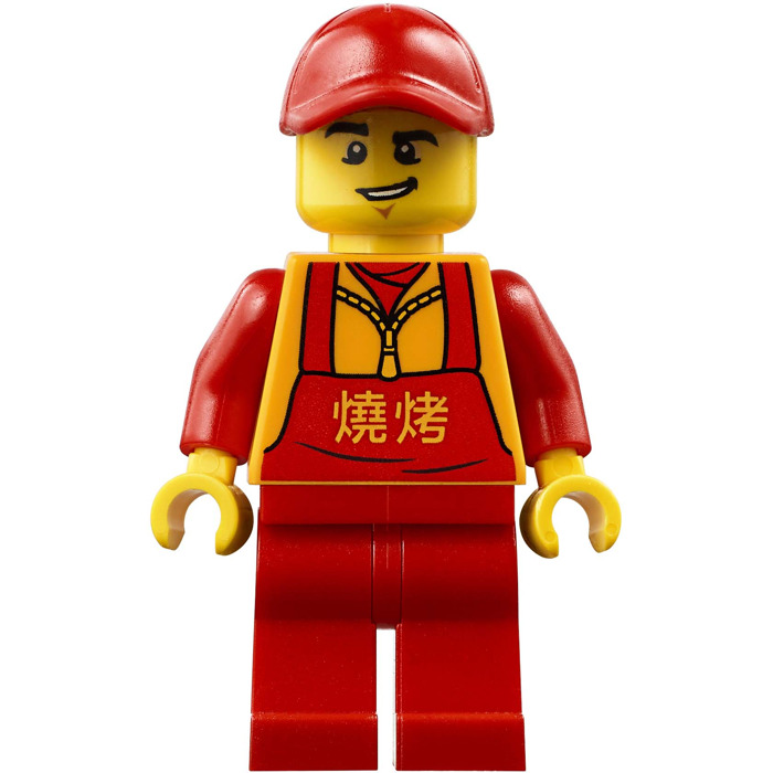 LEGO Man in Red Overalls with Chinese 