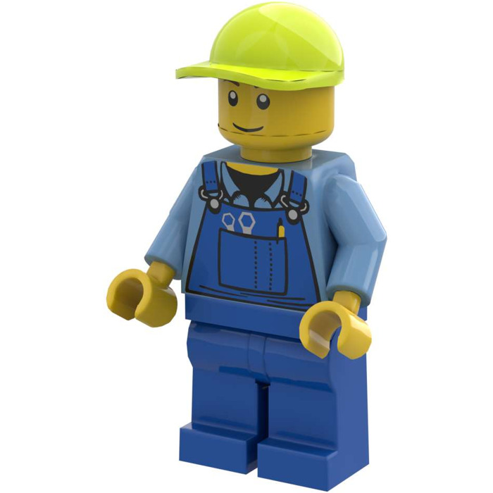 LEGO Man with Blue Overalls, Lime Cap Minifigure Inventory | Brick Owl ...