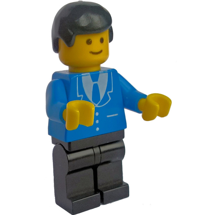 LEGO 2 x Figur Minifigur Minifigures Town Classic Suit 3 Buttons Blue trn028