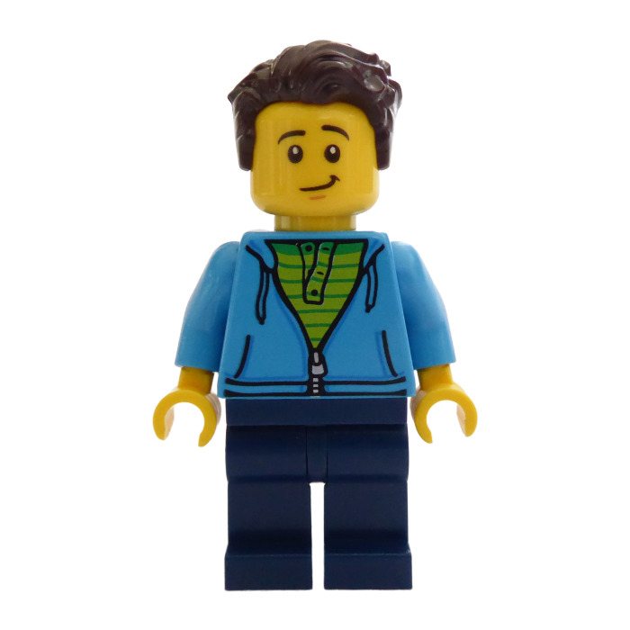 LEGO Man with Dark Azure Hoodie Minifigure | Brick Owl - LEGO Marketplace
