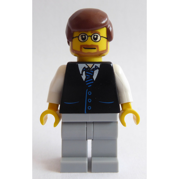 Lego Wedding Minifigure Groom Glasses Brown Beard Hair  Grey Suit  Best Man 