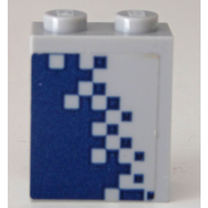 LEGO Medium Stone Gray Brick 1 x 2 x 2 with Dark Blue Pixelated ...