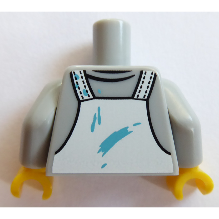 LEGO Medium Stone Gray Decorator Torso with White Overalls and Aqua ...