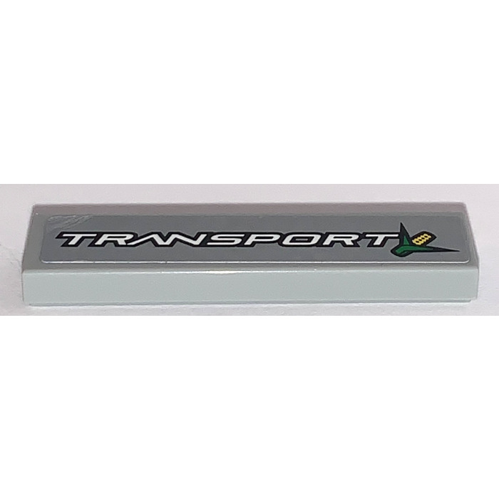 LEGO Medium Stone Gray Tile 1 x 4 with Gray Transport and Corn Logo ...