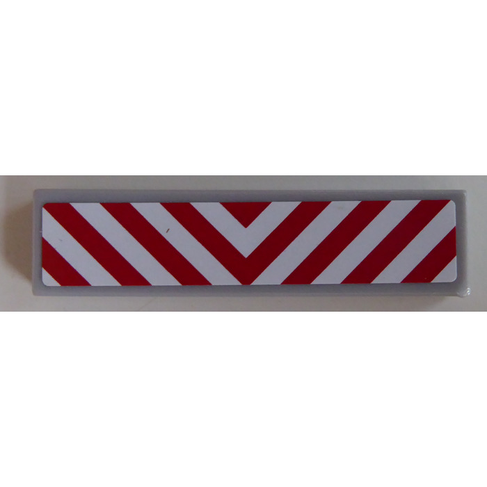 LEGO Medium Stone Gray Tile 1 x 4 with Red and White Chevron Danger ...