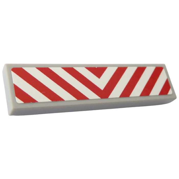 LEGO Medium Stone Gray Tile 1 x 4 with Red and White Chevron Danger ...