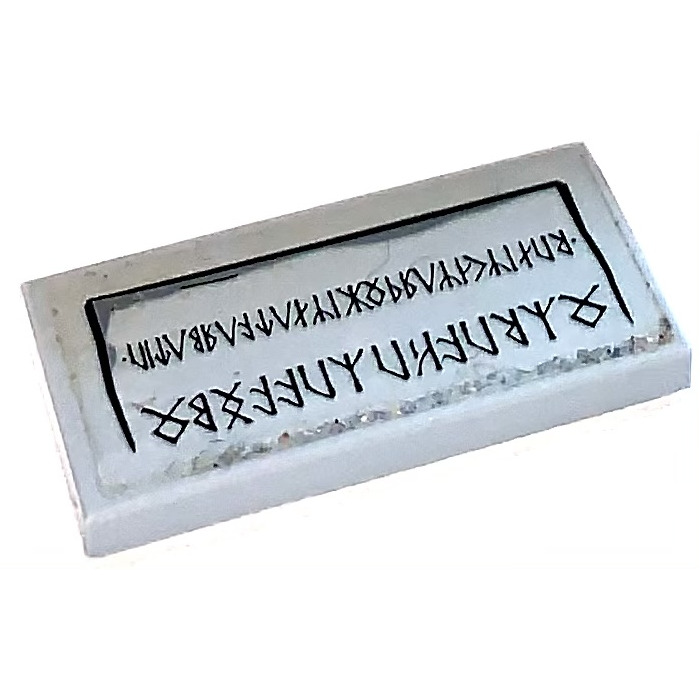 LEGO Medium Stone Gray Tile 2 x 4 with Black Small Runes, Black Outer ...
