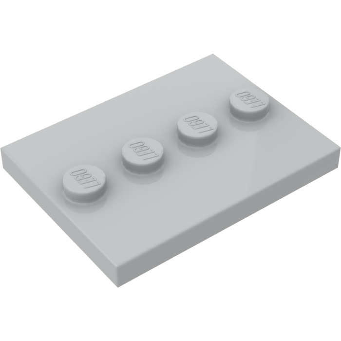 Lego 17836-6079461 Plate 3X4 With 4 Knobs Medium Stone Grey x2** 
