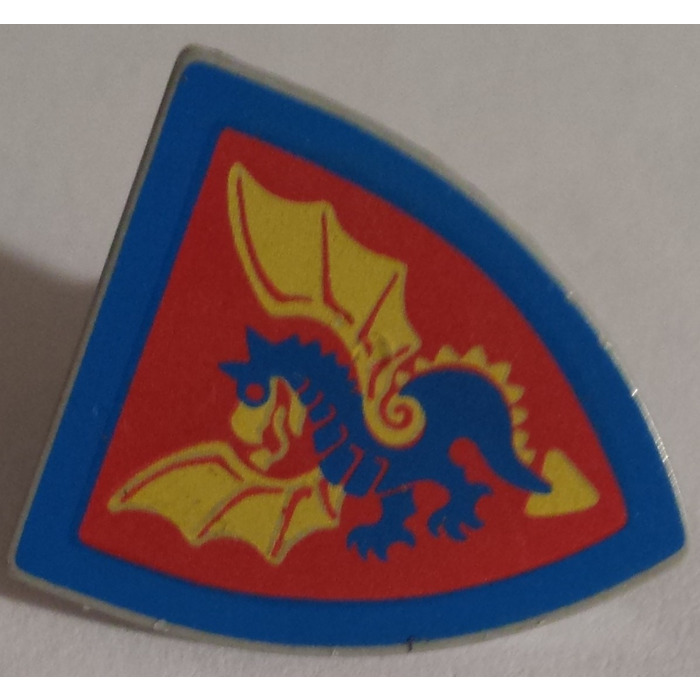 LEGO Minifig Shield Triangular with Blue and Yellow Dragon on Red (3846 ...