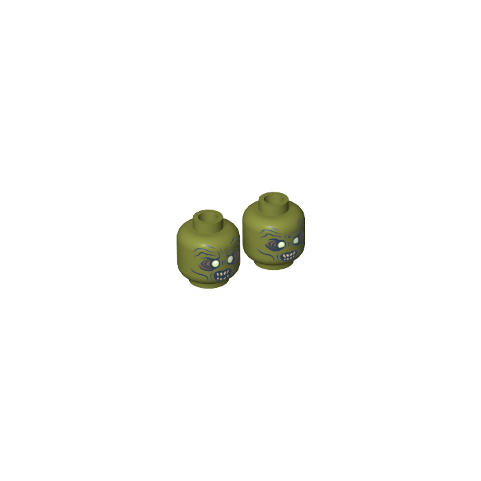 LEGO Moria Orc - Olive Green Head (Recessed Solid Stud) (3626 / 10623 ...