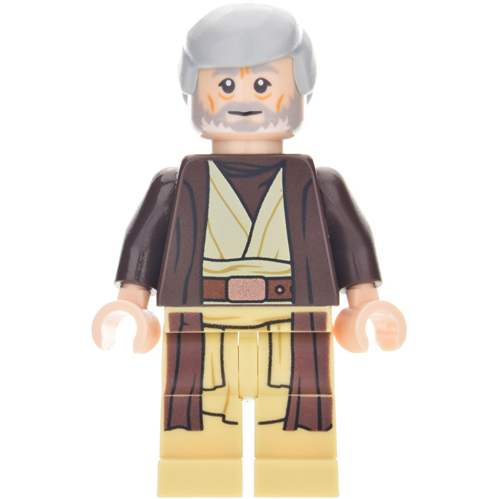 LEGO Obi Wan Kenobi mit Grau Haar und Dark Brown Robe Minifigur | Brick
