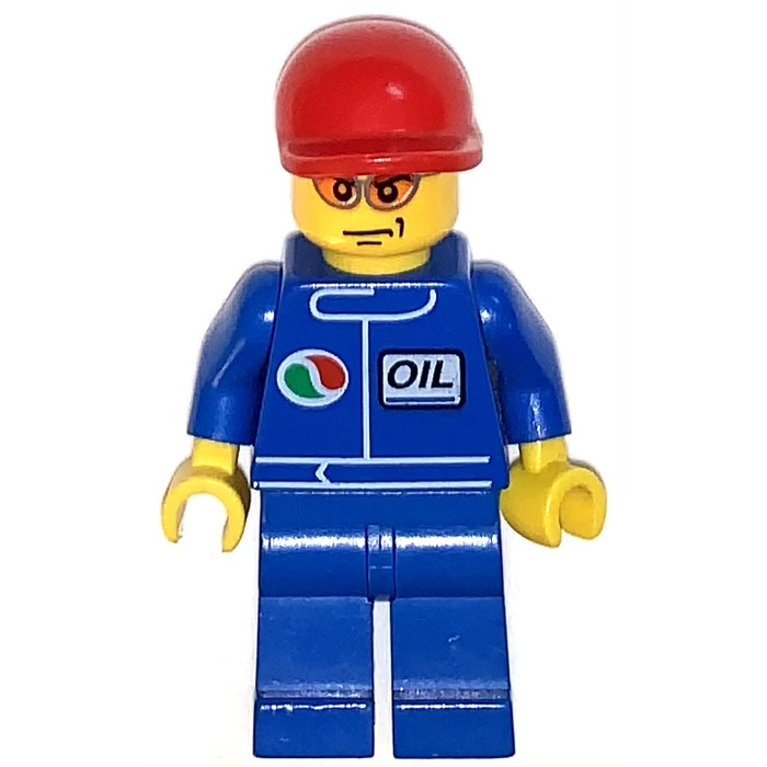 Lego mini figure Octan Oil Worker in blue town city 