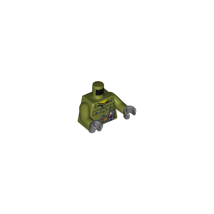 LEGO Olive Green Brick with | Torso - Radio Shirt Owl Volcano Belt and LEGO Minifig - Marketplace Male, (76382) Explorer