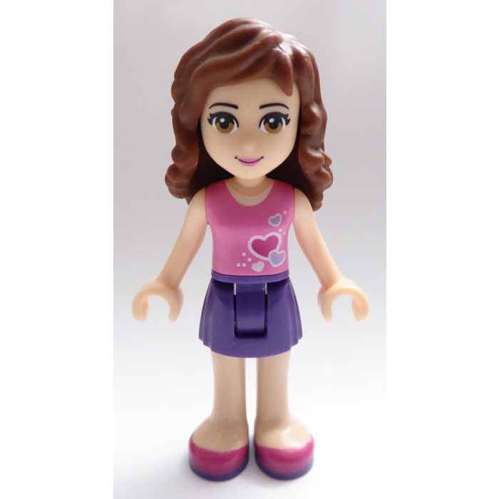from 3065 Tree House Lego Friends Olivia Minifigure w/ Hearts Top & Blue Skirt 