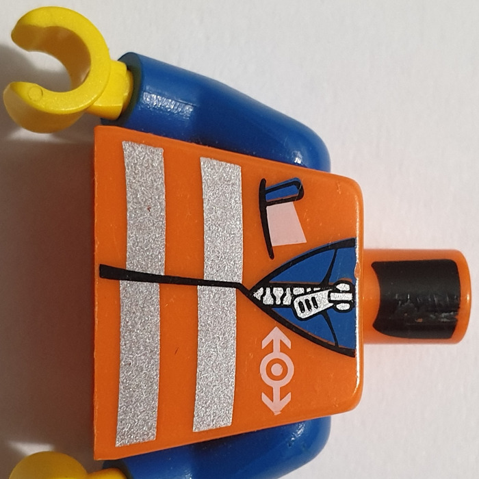 LEGO Orange Minifigure Torso with Safety Vest and Train Logo 