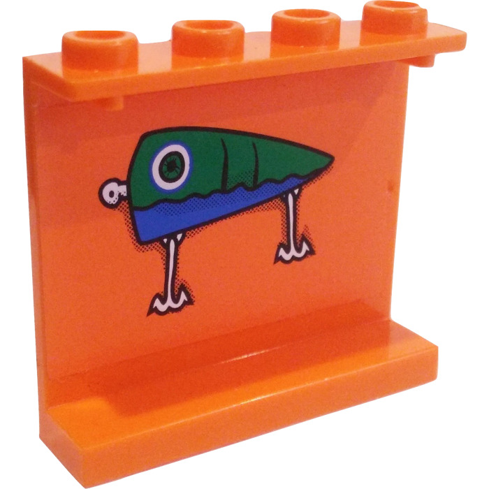 LEGO Panel 1 x 4 x 3 with Fishing Lure Sticker without Side Supports,  Hollow Studs (4215)