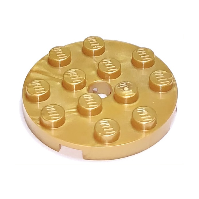 Lego 4x Plate Round plaque ronde 4x4 hole trou jaune/yellow 60474 NEUF 