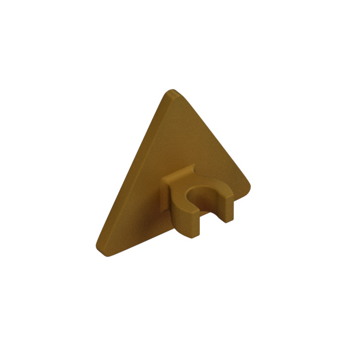 LEGO Pearl Gold Triangular Sign with Open 'O' Clip (65676) | Brick Owl