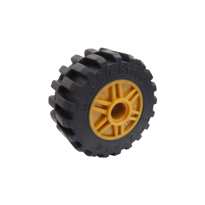 Lego Pearl Gold Wheel Rim 18 X 14 With Pin Hole With Tire 30 4 X 14