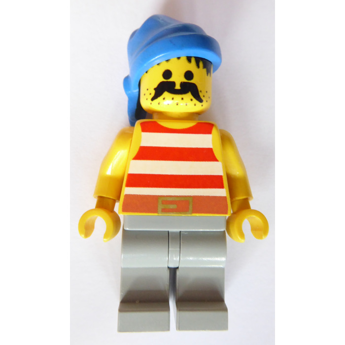 Lego mini figure 1 White Upper Torso Pirate with Red Striped Shirt NEW 