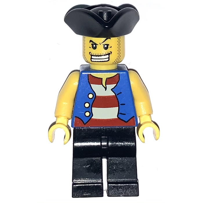 Pirate Vest over Red & White Striped Shirt Lego Male Pirate Minifig Torso 