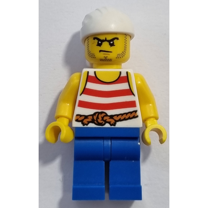 Lego Male Pirate Minifig Torso Pirate Vest over Red & White Striped Shirt 