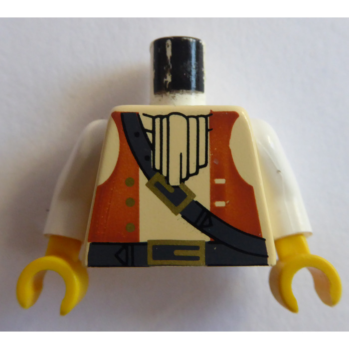LEGO Pirates Torso with Brown Ascot and Black Belt with White Arms and Yellow  Hands (973)