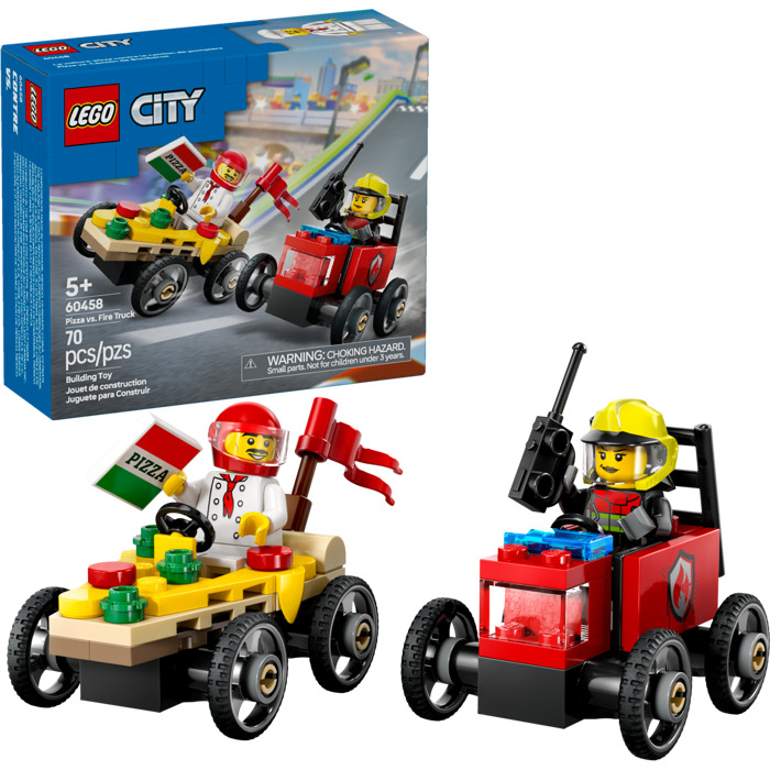 LEGO Pizza vs. Fire Truck Race Car Pack Set 60458 | Brick Owl