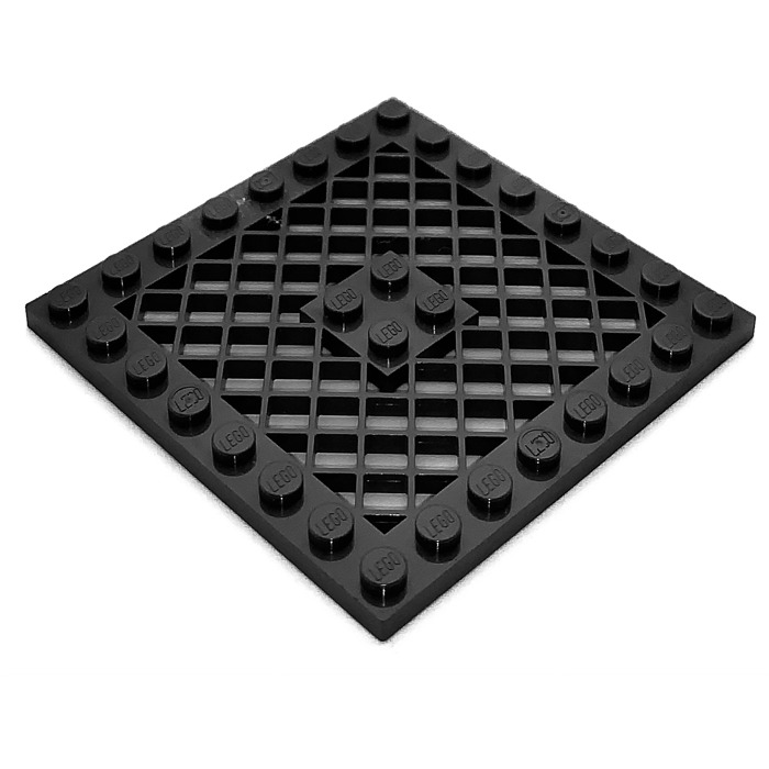 Lego 10 New Dark Bluish Gray Plates Modified 8 x 8 with Grille and Hole Pieces 