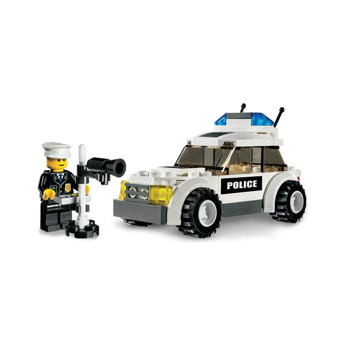 Lego 2 x Fliese 3069bpb156 1x2 weiß Sticker grün Polizei 7235 7236 7237 