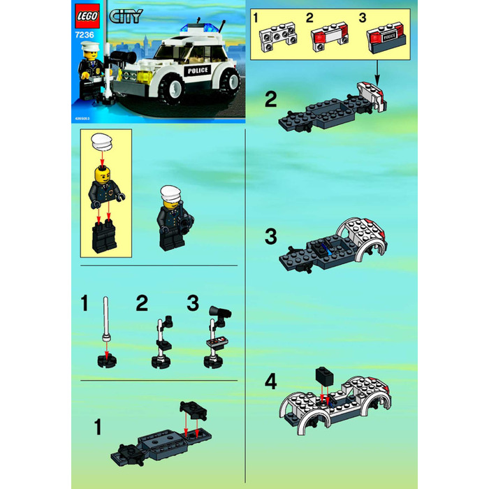 LEGO Police Car Set (Black/Green Sticker) 7236-1 Instructions Set ...