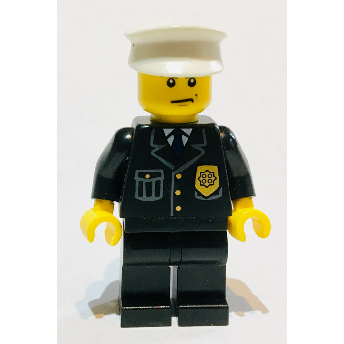 Police CTY013 Scowl LEGO Minifigure City Suit with Blue Tie and Badge 