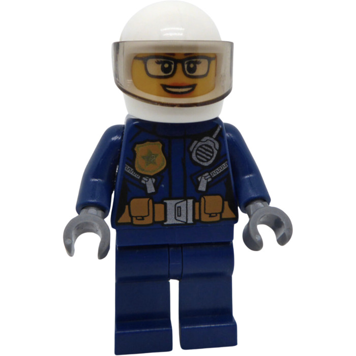 LEGO Police Officer with White Helmet and Glasses Minifigure