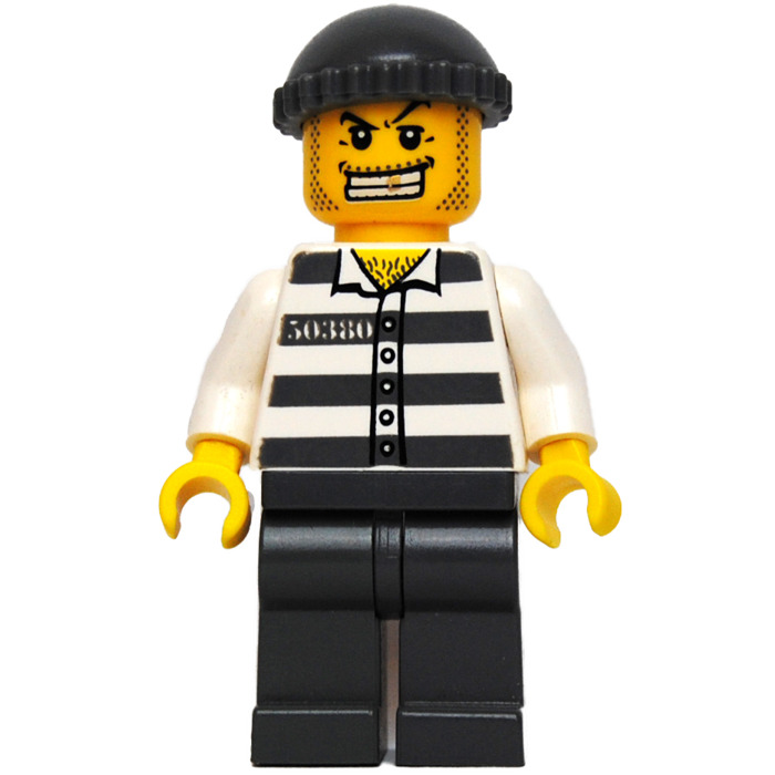 Lego 20 New White Torso Town Prisoner Number Dark Bluish Gray Stripes Pieces 