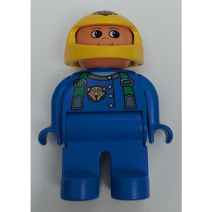 LEGO Racing Driver with Blue Suit and Yellow Helmet Duplo Figure ...