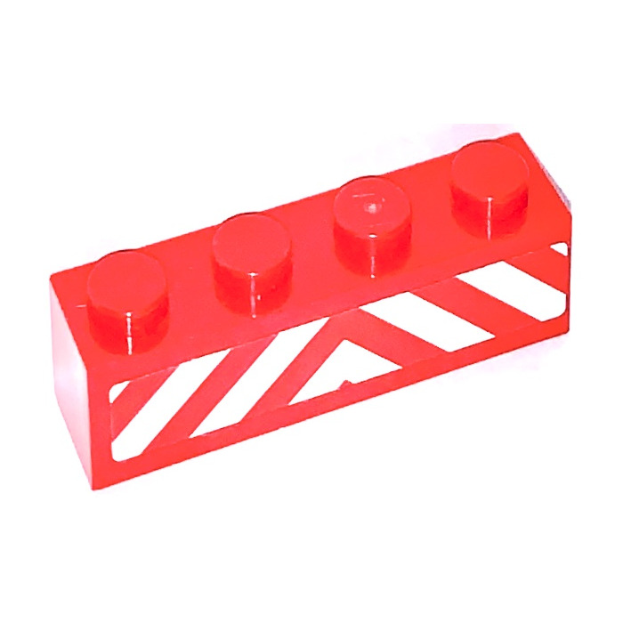 LEGO Red Brick 1 x 4 with Red and White Danger Stripes Sticker (3010 ...