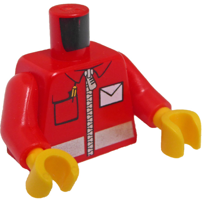 Lego Red Minifigure Torso Mailman Zippered Jacket With Envelope Icon 76382 Inventory Brick 0751