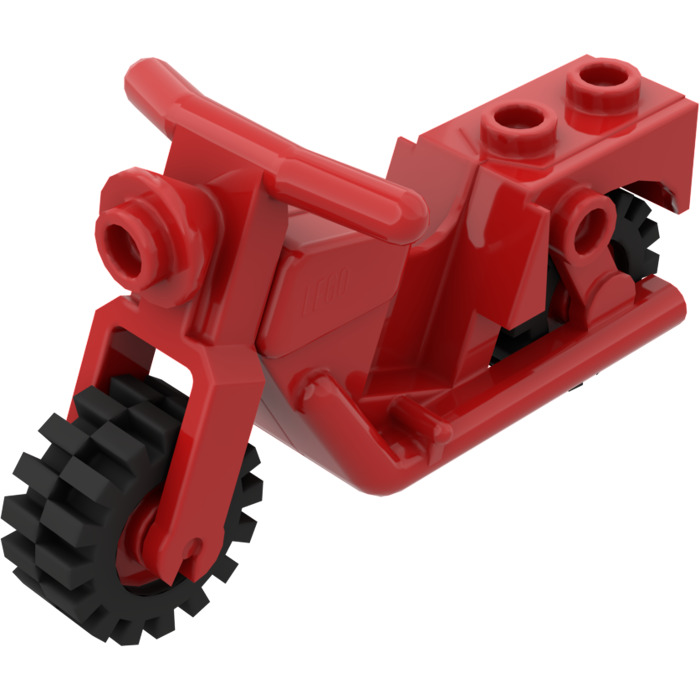 LEGO® - Einzelteil Motorrad classic mit roten Räder althellgrau althellgrau  | Element-Nr: x81x01 | Design-Nr: x81-x81c00-x81c01