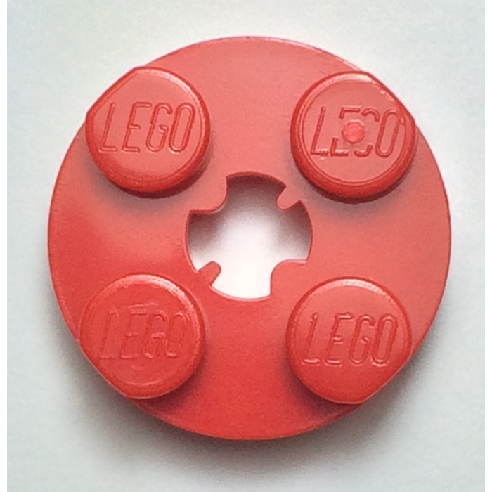 LEGO 2 x 2  RED ROUND PLATE WITH AXLE HOLE x 6 PART 4032 
