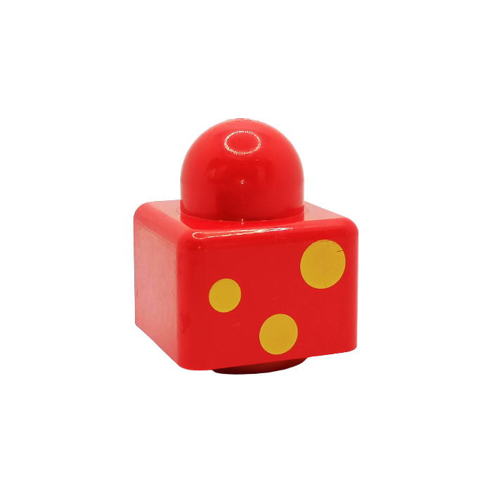 LEGO Red Primo Brick 1 x 1 with 3 Yellow Spots on opposite sides (31000