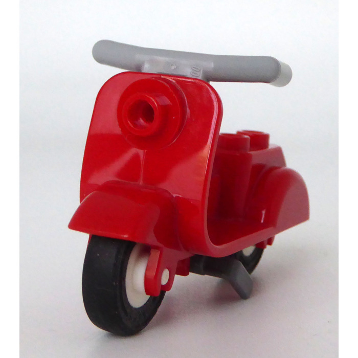 LEGO Red Scooter with Dark Stone Gray Stand and Medium Stone Gray Large ...