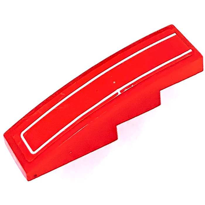 LEGO Red Slope 1 x 4 Curved with White Stripe Sticker (11153 / 61678 ...