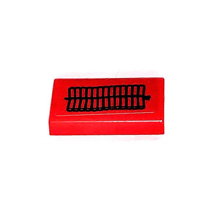 LEGO Red Tile 1 x 2 with Firecrackers Sticker with Groove (3069 ...