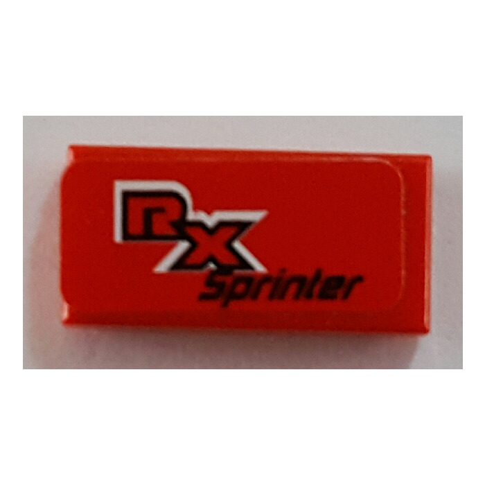 LEGO Red Tile 1 x 2 with RX Sprinter Sticker with Groove (3069) | Brick ...