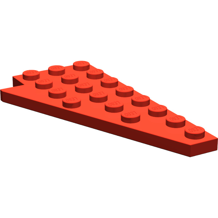 LEGO Red Wedge Plate 4 x 8 Wing Right with Underside Stud Notch (3934 ...